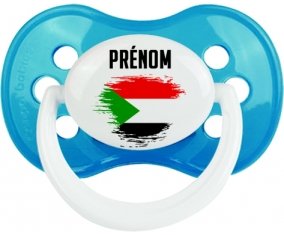 Drapeau effet pinceau Soudan avec prénom Sucette Anatomique Cyan classique