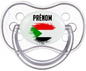 Drapeau effet pinceau Soudan avec prénom Sucette Anatomique Transparente classique