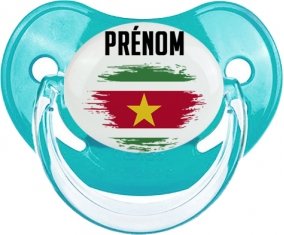 Drapeau effet pinceau Suriname avec prénom : Sucette Physiologique personnalisée