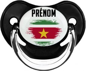 Drapeau effet pinceau Suriname avec prénom Sucette Physiologique Noir classique