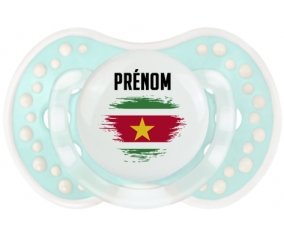 Drapeau effet pinceau Suriname avec prénom Sucette LOVI Dynamic Retro-turquoise-lagon classique