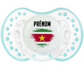 Drapeau effet pinceau Suriname avec prénom Sucette LOVI Dynamic Retro-blanc-lagon classique