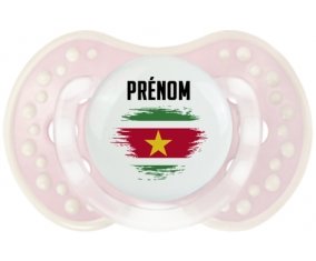 Drapeau effet pinceau Suriname avec prénom Sucette LOVI Dynamic Retro-rose-tendre classique