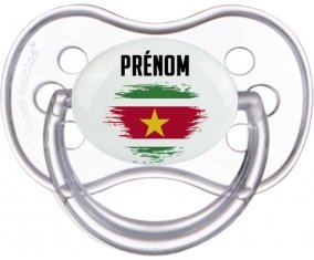 Drapeau effet pinceau Suriname avec prénom Tétine Anatomique Transparente classique