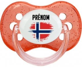 Drapeau effet pinceau Svalbard et Jan Mayen avec prénom Tétine Cerise Rouge à paillette