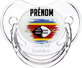 Drapeau effet pinceau Swaziland avec prénom Tétine Physiologique Transparent classique