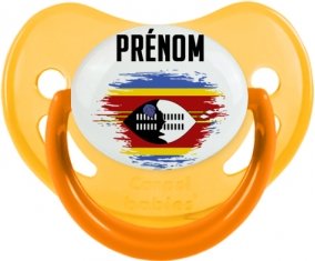 Drapeau effet pinceau Swaziland avec prénom Tétine Physiologique Jaune phosphorescente