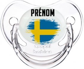 Drapeau effet pinceau Suède avec prénom Sucete Physiologique Transparent classique