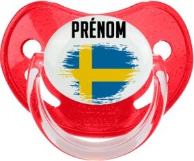 Drapeau effet pinceau Suède avec prénom Sucete Physiologique Rouge à paillette