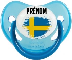 Drapeau effet pinceau Suède avec prénom Sucete Physiologique Bleue phosphorescente