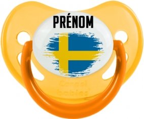 Drapeau effet pinceau Suède avec prénom Sucete Physiologique Jaune phosphorescente