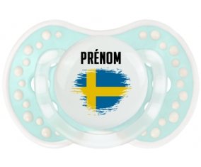 Drapeau effet pinceau Suède avec prénom Tétine LOVI Dynamic Retro-turquoise-lagon classique