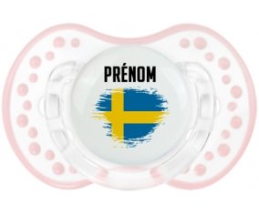 Drapeau effet pinceau Suède avec prénom Tétine LOVI Dynamic Retro-blanc-rose-tendre classique