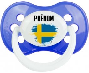 Drapeau effet pinceau Suède avec prénom : Sucette Anatomique personnalisée