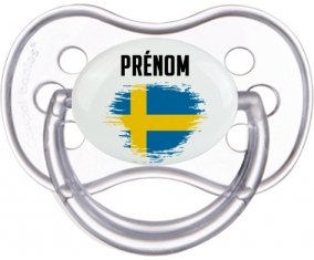Drapeau effet pinceau Suède avec prénom Sucette Anatomique Transparente classique
