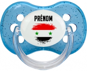 Drapeau effet pinceau République arabe syrienne avec prénom Tétine Cerise Bleu à paillette