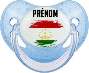Drapeau effet pinceau Tadjikistan avec prénom Sucete Physiologique Bleue à paillette