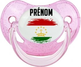 Drapeau effet pinceau Tadjikistan avec prénom Sucete Physiologique Rose à paillette