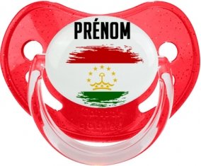 Drapeau effet pinceau Tadjikistan avec prénom Sucete Physiologique Rouge à paillette