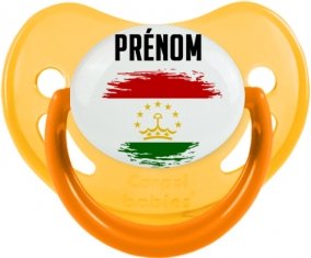 Drapeau effet pinceau Tadjikistan avec prénom Sucete Physiologique Jaune phosphorescente