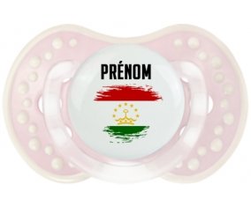 Drapeau effet pinceau Tadjikistan avec prénom Tétine LOVI Dynamic Retro-rose-tendre classique