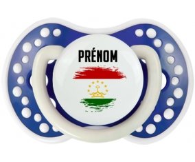 Drapeau effet pinceau Tadjikistan avec prénom Tétine LOVI Dynamic Bleu-marine phosphorescente