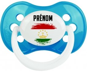 Drapeau effet pinceau Tadjikistan avec prénom Sucette Anatomique Cyan classique