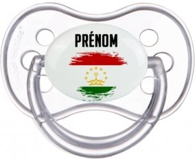 Drapeau effet pinceau Tadjikistan avec prénom Sucette Anatomique Transparente classique