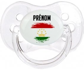 Drapeau effet pinceau Tadjikistan avec prénom Sucette Cerise Transparent classique