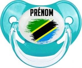 Drapeau effet pinceau Tanzanie avec prénom : Sucette Physiologique personnalisée