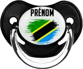 Drapeau effet pinceau Tanzanie avec prénom Sucette Physiologique Noir classique