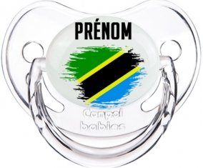 Drapeau effet pinceau Tanzanie avec prénom Sucette Physiologique Transparent classique