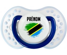 Drapeau effet pinceau Tanzanie avec prénom Sucette LOVI Dynamic Marine-blanc-bleu classique
