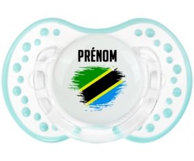 Drapeau effet pinceau Tanzanie avec prénom Sucette LOVI Dynamic Retro-blanc-lagon classique