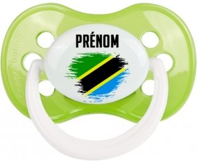 Drapeau effet pinceau Tanzanie avec prénom Tétine Anatomique Vert classique