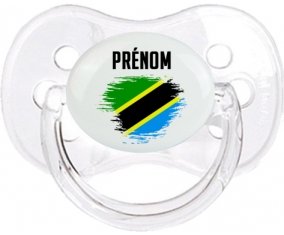 Drapeau effet pinceau Tanzanie avec prénom Sucette Cerise Transparent classique
