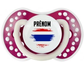 Drapeau effet pinceau Thaïlande avec prénom Sucette LOVI Dynamic Fuchsia phosphorescente