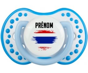 Drapeau effet pinceau Thaïlande avec prénom Sucette LOVI Dynamic Blanc-bleu phosphorescente