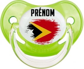 Drapeau effet pinceau Timor Leste avec prénom Tétine Physiologique Vert classique