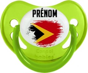 Drapeau effet pinceau Timor Leste avec prénom Tétine Physiologique Vert phosphorescente