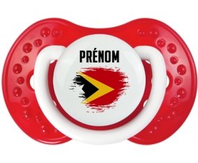 Drapeau effet pinceau Timor Leste avec prénom Sucete LOVI Dynamic Blanc-rouge classique