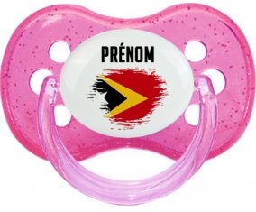 Drapeau effet pinceau Timor Leste avec prénom Sucete Cerise Rose à paillette