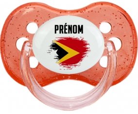 Drapeau effet pinceau Timor Leste avec prénom Sucete Cerise Rouge à paillette