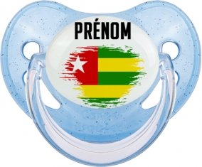 Drapeau effet pinceau Togo avec prénom Sucete Physiologique Bleue à paillette