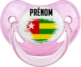 Drapeau effet pinceau Togo avec prénom Sucete Physiologique Rose à paillette