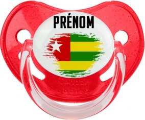Drapeau effet pinceau Togo avec prénom Sucete Physiologique Rouge à paillette