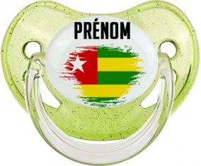 Drapeau effet pinceau Togo avec prénom Sucete Physiologique Vert à paillette