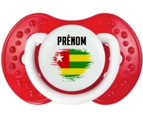 Drapeau effet pinceau Togo avec prénom Tétine LOVI Dynamic Blanc-rouge classique