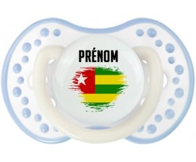 Drapeau effet pinceau Togo avec prénom Tétine LOVI Dynamic Blanc-cyan classique