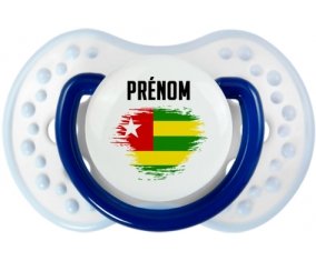 Drapeau effet pinceau Togo avec prénom Tétine LOVI Dynamic Marine-blanc-bleu classique